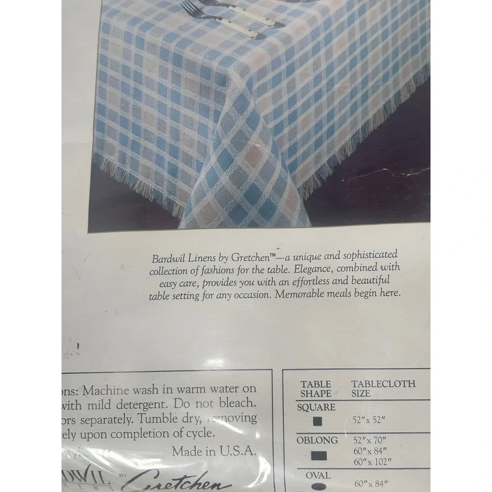Bardwil Linens Gretchen Stained Glass Plaid Tablecloth Oblong 60x84 Vintage USA